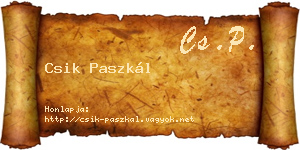 Csik Paszkál névjegykártya